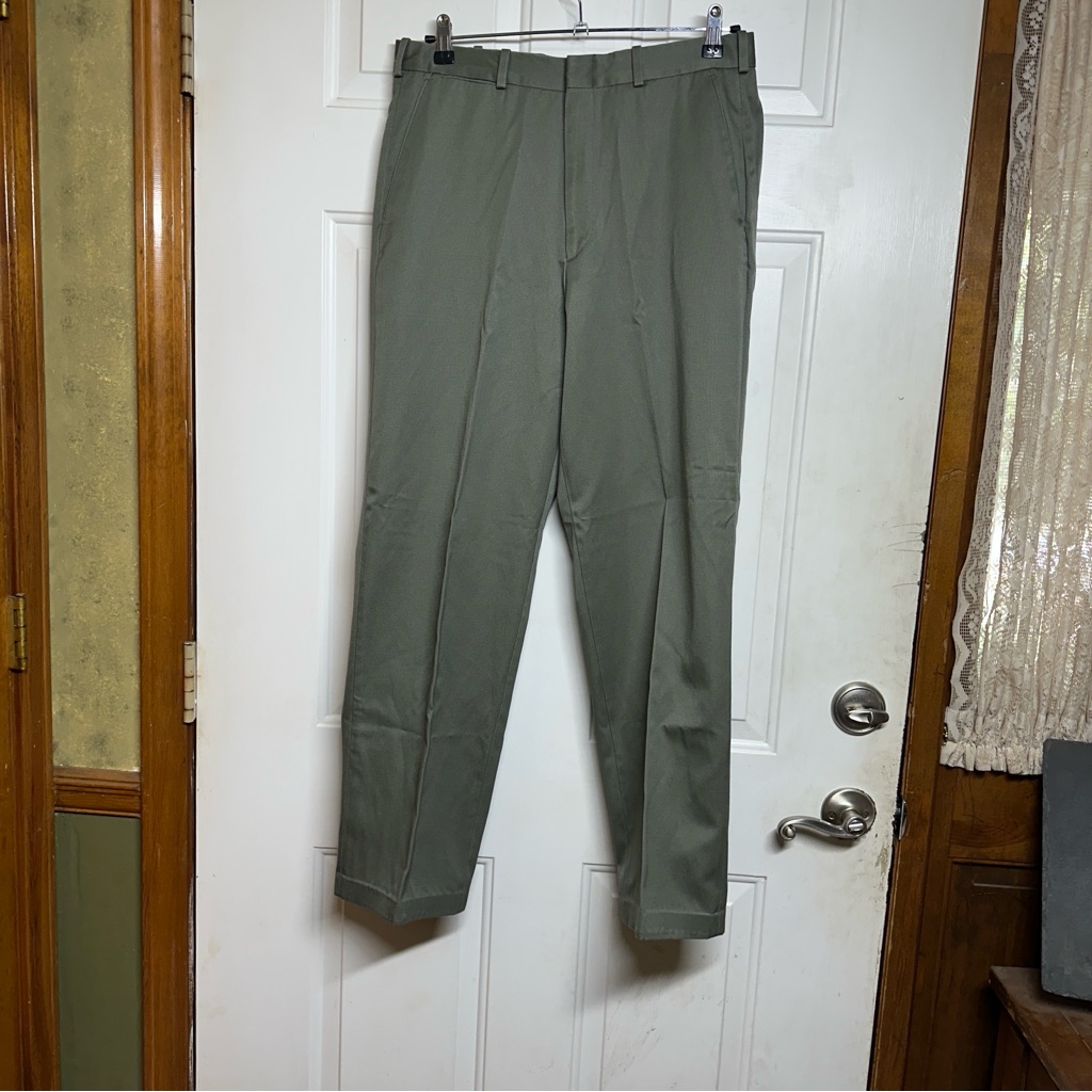 Lands End Chino Pants Men 32 R Direct Merchant Straight Leg Mid Rise GreenGray